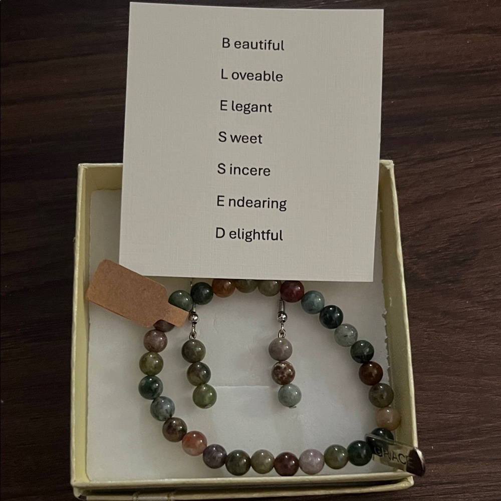 Grace Multicolor Agate Beaded Bracelet and Drop Earrings